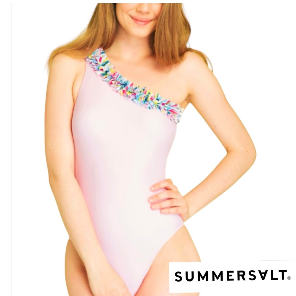 Summersalt Pink One-Shoulder Swim One Piece Sidestroke